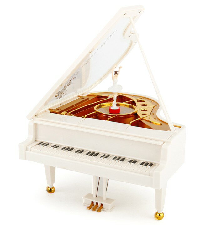 回転 踊るバレリーナ クラシックスタイル ピアノ型オルゴール 楽曲選択不可 グランドピアノ オルゴール インテリア[…