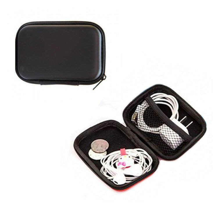 小物収納ポーチ 大 《ブラック》 イヤフォン 収納ケース ガジェット マルチ 小物入れ ケーブル コード イヤホン 旅行 トラベルケース[定形外郵便、送料無料、...