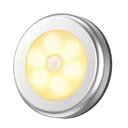 LED 人感センサーライト シルバーボディ 《暖色光》 乾電池式 自動点灯 マグネット 階段 屋内 部屋 寝室 玄関 トイレ キッチン 室内照明