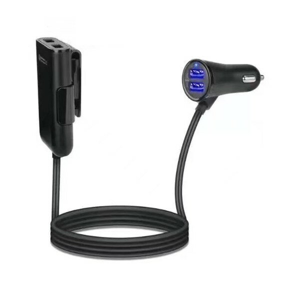 USB4ポート カーチャージャー 《ブラック》 急速充電 車載 充電器 シガーソケット スマートフォン iPhone[ゆうパケット発送、送料無料、代引不可]