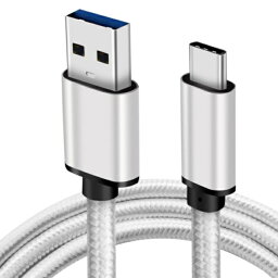 USB3.0 Type-Cケーブル ナイロン編み 《シルバー》 《1m》 急速充電 3A 高耐久性 タイプCケーブル [定形外郵便、送料無料、代引不可]