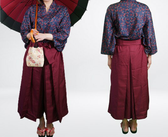 CT★☆【優先配送との同梱不可】 女性 浴衣(山帰来)+袴パンツ(エンジ) Mサイズ 着物 和装 衣装 撮影 イベント 仮装 ハロウィン レディース[送料無料(一部地域を除く)]