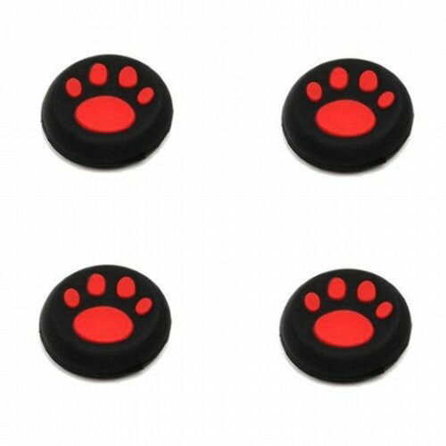 Switch用 アナログジョイスティックカバー 4個セット 肉球 《レッド》 保護 キャップ グリッ ...