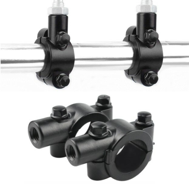 バイク ミラーホルダー 左右セット ミラークランプ 10mm正ネジ ハンドル用 ミラーステー ブラケット オートバイ スクーター[定形外郵便、送料無料、代引不可...