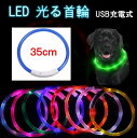 LED 光る首輪 《ブルー 35cm》 USB充電式 ペット用 犬 猫 散歩 点滅 リード 安全 事故防止 小型犬 中型犬 大型犬