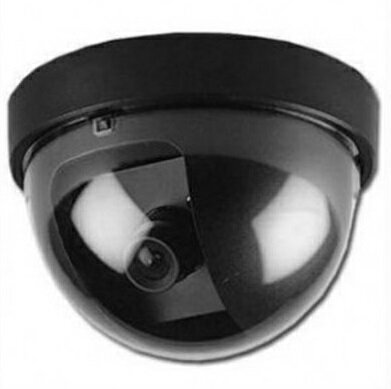 ドーム型 ダミー防犯カメラ ブラック LED点滅 防犯 侵入防止 監視カメラ[定形外郵便、送料無料、代引不可]
