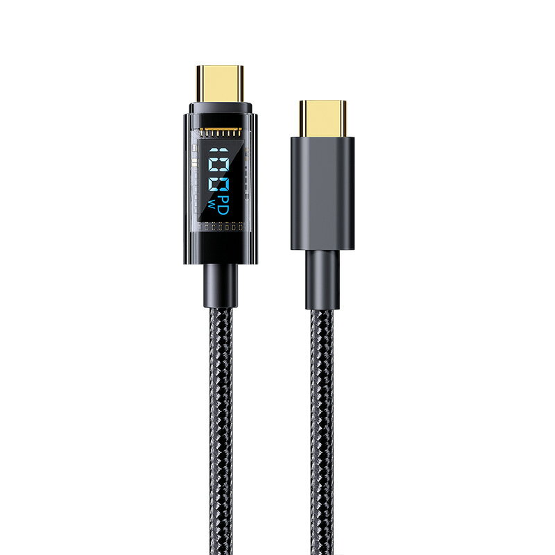 USB Type-C to Type-C 充電ケーブル 1.2m 電力量自動調整 電力量をリアルタイム 液晶表示 ブラック USB_C[ゆうパケット発送、送料無料、代引不可]