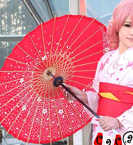 【訳あり】 コスチューム用小物 和傘 コスプレ 桜吹雪 和傘 番傘 神楽 (赤)[送料無...