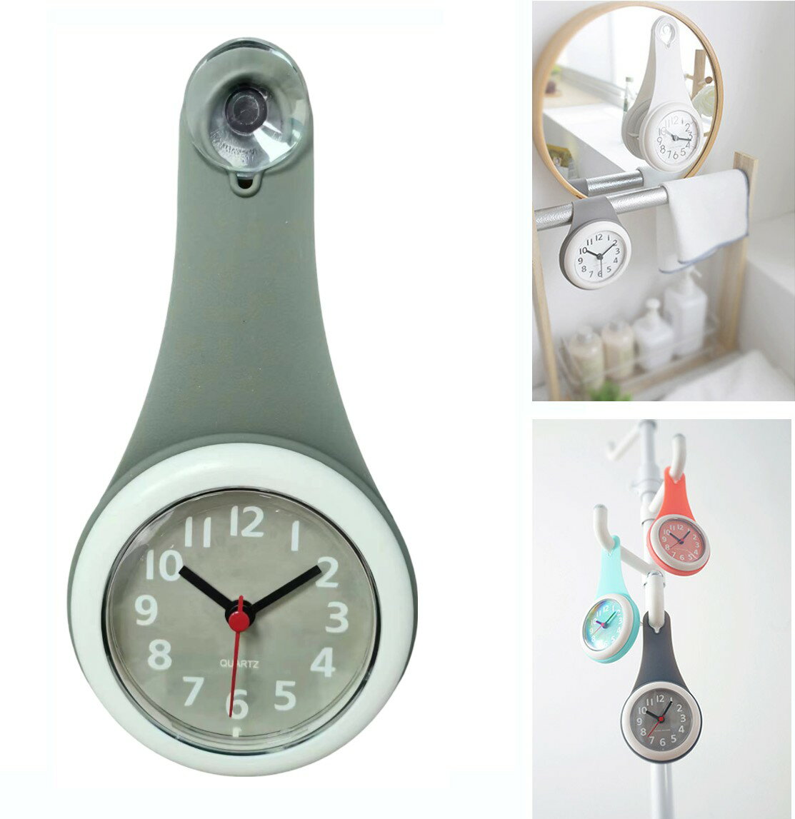 樂天商城 - バスクロック お風呂時計 静音 3WAY 吸盤 巻き 吊り下げ 防水 アナログ 壁 掛ける バスルーム おしゃれ かわいい 浴室 時計[送料無料(一部地域を除く)]