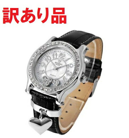 Rakuten - [訳あり][電池切れ]Disney/ディズニー ミッキー ハートチャーム 腕時計 NFC120031 《ブラックベルト×シルバーカラー》[送料無料(一部地域を除く)]