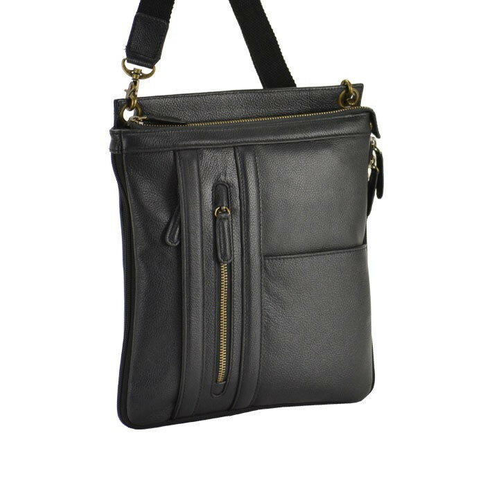 Rakuten - HR★☆【優先配送との同梱不可】 ショルダーバッグ 牛革 B5サイズ 16442-01 黒[送料無料(一部地域を除く)]