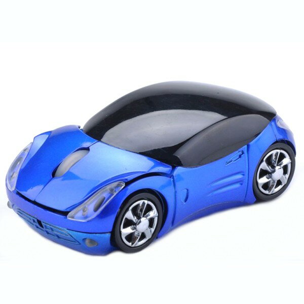 車デザイン USB ワイヤレス 光学マウス 《ブルー》 無線