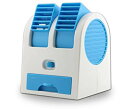 小型 ダブルクーラーファン 冷却ファン USB式 卓上クーラー 給電式 携帯 扇風機 冷風機 (ブルー)