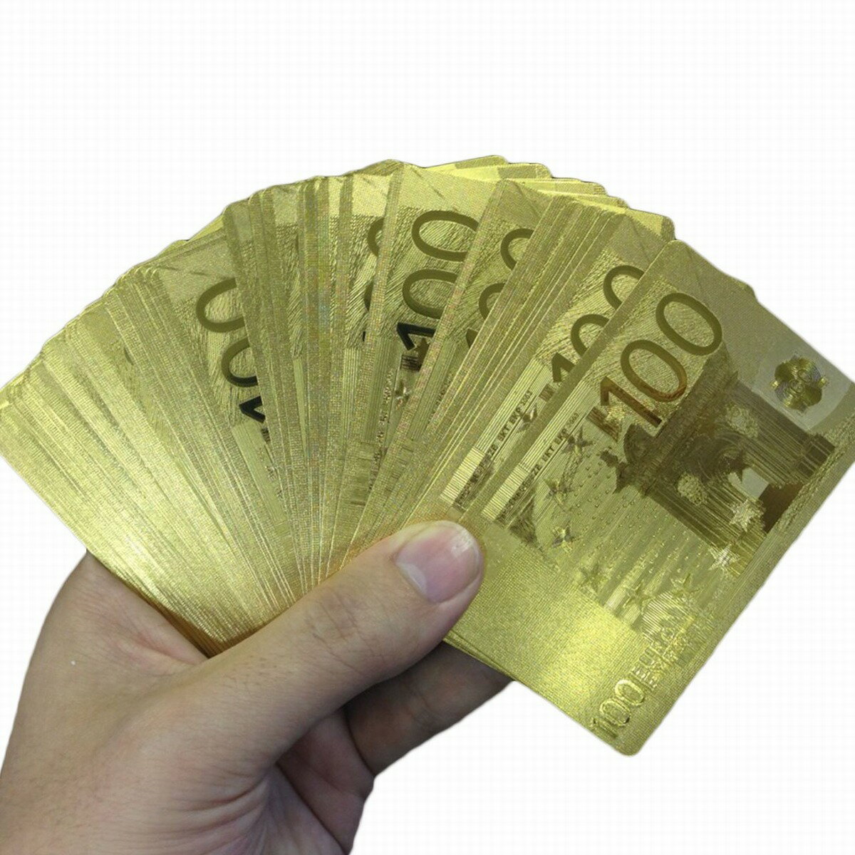 黄金に輝く100ユーロトランプ ゴールド トランプ 金色 ゴージャス[ゆうパケット発送、送料無料、代 ...