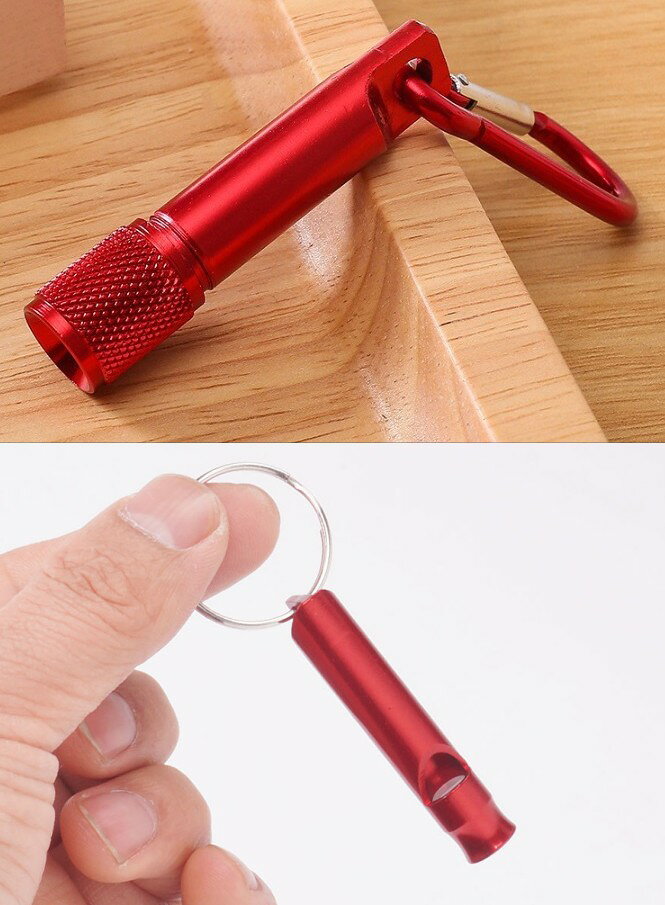 ミニサイズ アルミ LEDライト & ホイッスル カラビナ付き 懐中電灯 防災 防犯 手のひらサイズ コンパクト アウトドアライ vaps-10196629 YouShowShop サンプル画像2