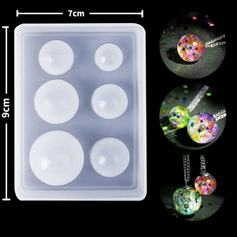 シリコンモールド 球体 レジン型 やわらか 6サイズ UVレジン 丸 シリコン型 抜き型 エポキシ樹脂 アクセサリーパーツ ハンドメイド [定形外郵便、送料無料、代引不可] 3