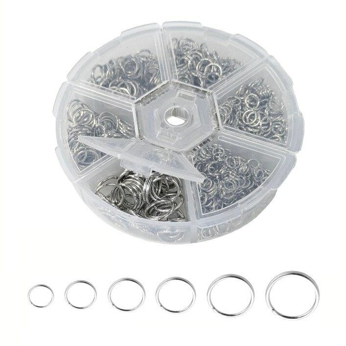 丸カン 4-10mm 約880個 シルバー 大容量 大量 ジャンプリング マルカン アクセサリーパーツ ハンドメイド[ゆうパケット発送、送料無料、代引不可]