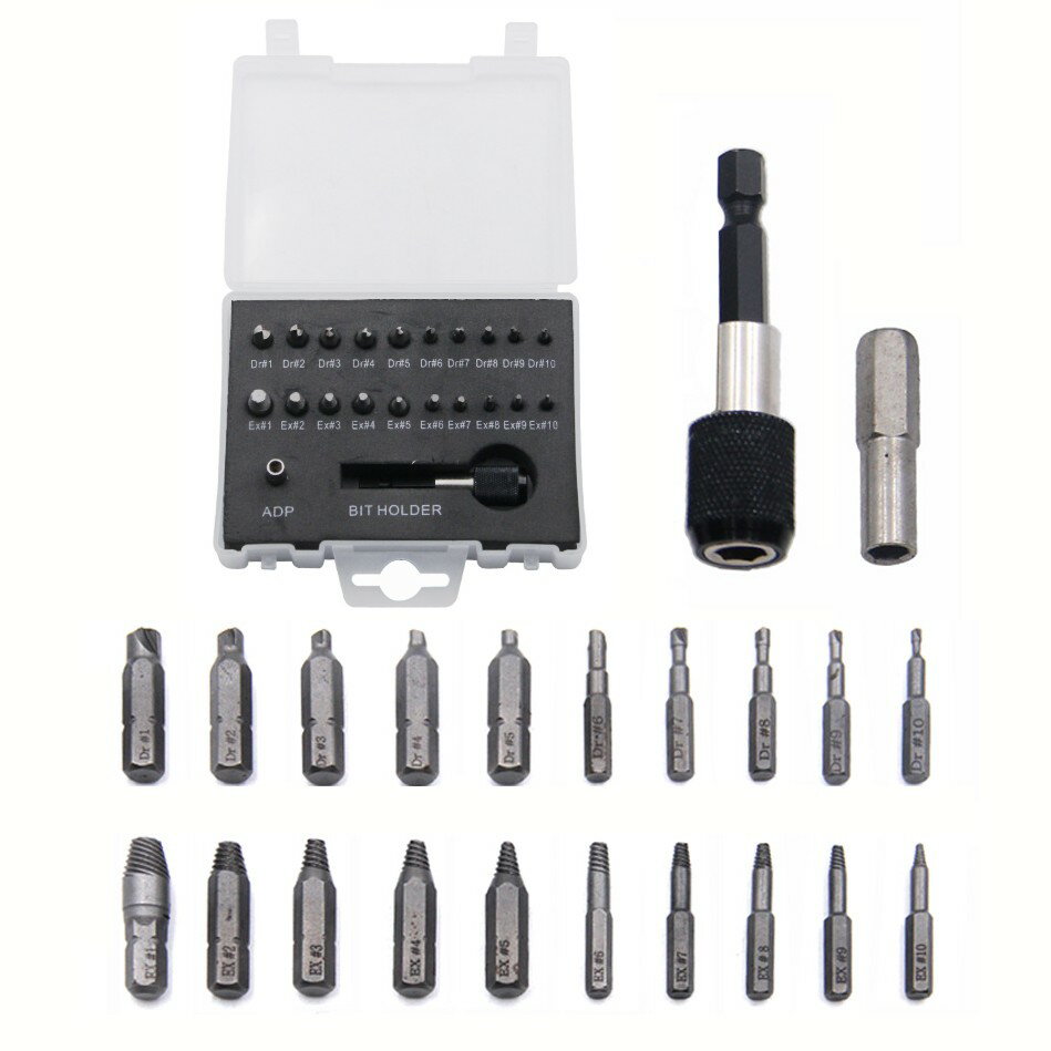 樂天商城 - ドリルビットセット 22本セット なめたネジ 潰れたネジ 折れたボルト抜き エキストラクターセット[ゆうパケット発送、送料無料、代引不可]