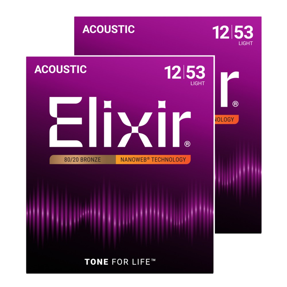 Elixir エリクサー アコースティックギター弦 NANOWEB 80/20ブロンズ Light .012-.053#11052 2個セット #11052[定形外郵便、送料無料、代引不可]
