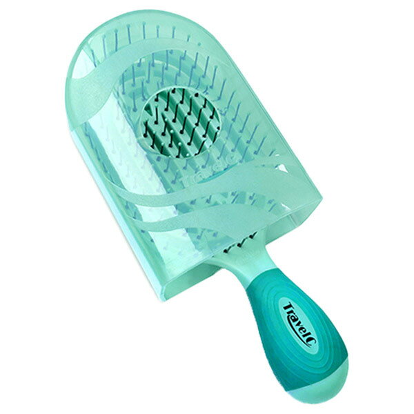 樂天商城 - NuWay4Hair Travel C 《グリーン》 携帯用ヘアブラシ ケース付き BrainyBristles アルガンオイル加工 トルマリン加工[ゆうパケット発送、送料無料、代引不可]