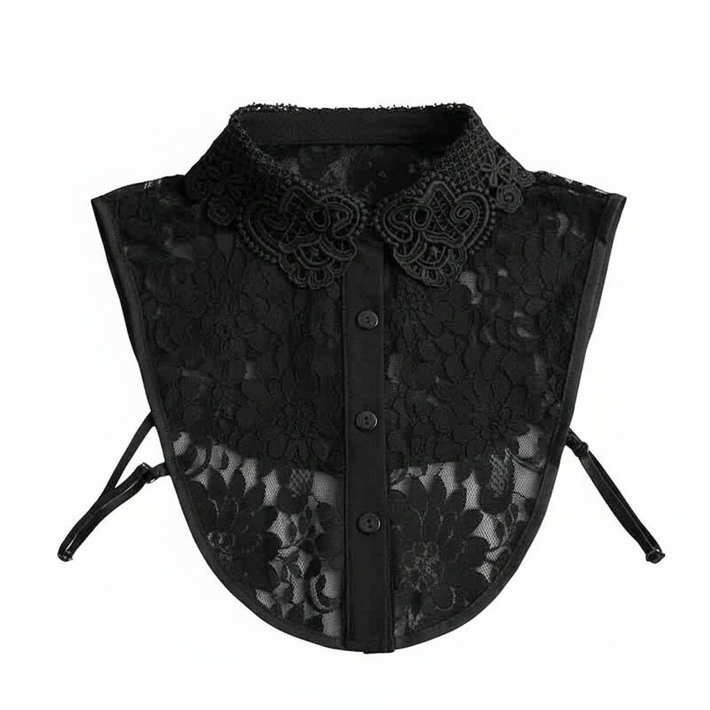 花柄 レース 付け襟 (ブラック) つけ襟 フェイクカラー レディース 重ね着 トップス シャツ[ゆうパケット発送、送料無料、代引不可]