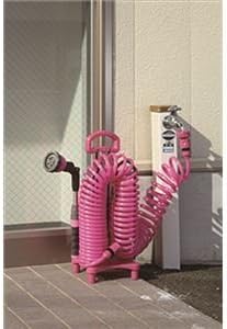 樂天商城 - 首振りガーデンコイルホーススタンドセット 《12m》 F7397 《ピンク》 首振り回転ノズル搭載 9パターン噴射[送料無料(一部地域を除く)]