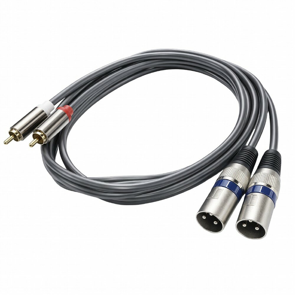RCAオス×2 - XLRオス×2 XLR RCA 変換ケーブル 1.5m マイク キャノンケーブル[ゆう...
