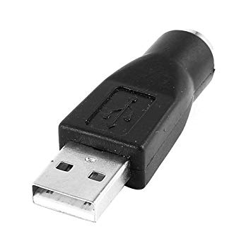 PS/2 to USB変換アダプター PS/2メス-USB A オス (ブラック)[定形外郵便、送料無料、代引不可]