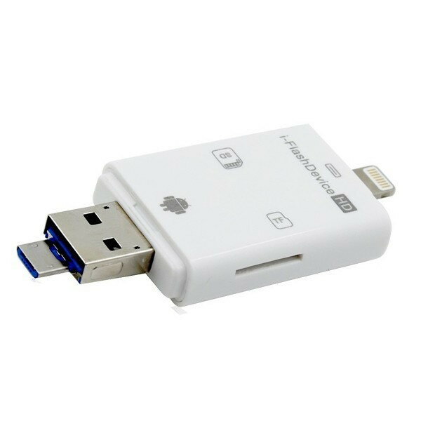 iPhone iPad SDカードリーダー ライター i-FlashDevice USB MicroUSB Lightning接続 USBメモリー[定形外郵便、送料無料、代引不可]
