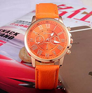 腕時計 時計 レディース アナログ クォーツ ウォッチ おしゃれ シンプル クオーツ腕時計 (オレンジ)[定形外郵便、送料無料、代引不可]
