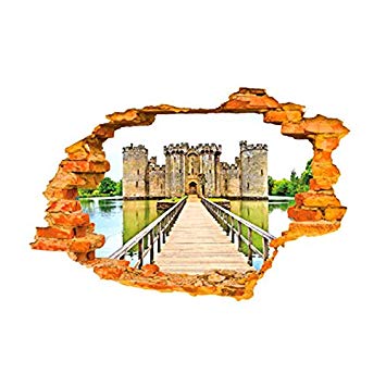 樂天商城 - トラベルウォールステッカー 壁紙 シール (Dタイプ(橋から見える古城))[在庫処分][送料無料(一部地域を除く)]