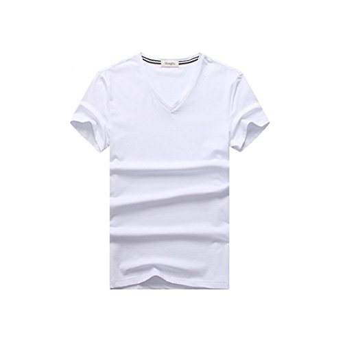 無地 Vネック 半袖Tシャツ メンズ (ホワイト， L)[ゆうパケット発送、送料無料、代引不可]