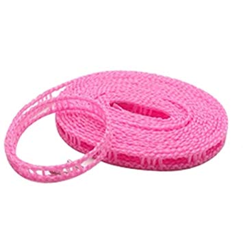 横ずれ防止 洗濯物干しロープ ハンガーストップ 5m (ピンク)[定形外郵便、送料無料、代引不可]