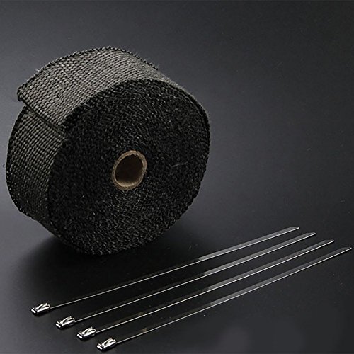 バイク用 耐熱バンテージ 《5m×50mm》 《ブラック》 マフラーに巻きつけて放熱を抑制 グラスファイバー製 600度[ゆうパケット発送、送料無料、代引不可]