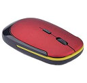 マウス 超薄型 軽量 ワイヤレスマウス USB 光学式 3ボタン 2.4G コンパクト マウス (レッド)[定形外郵便、送料無料、代引不可]