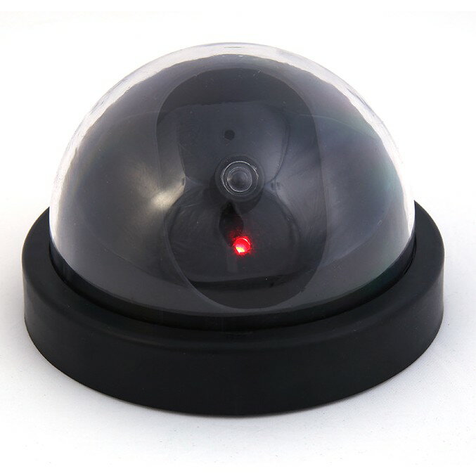 ダミー ドーム型 セキュリティカメラ 赤色LEDランプ 点滅 簡単設置 ダミーカメラ