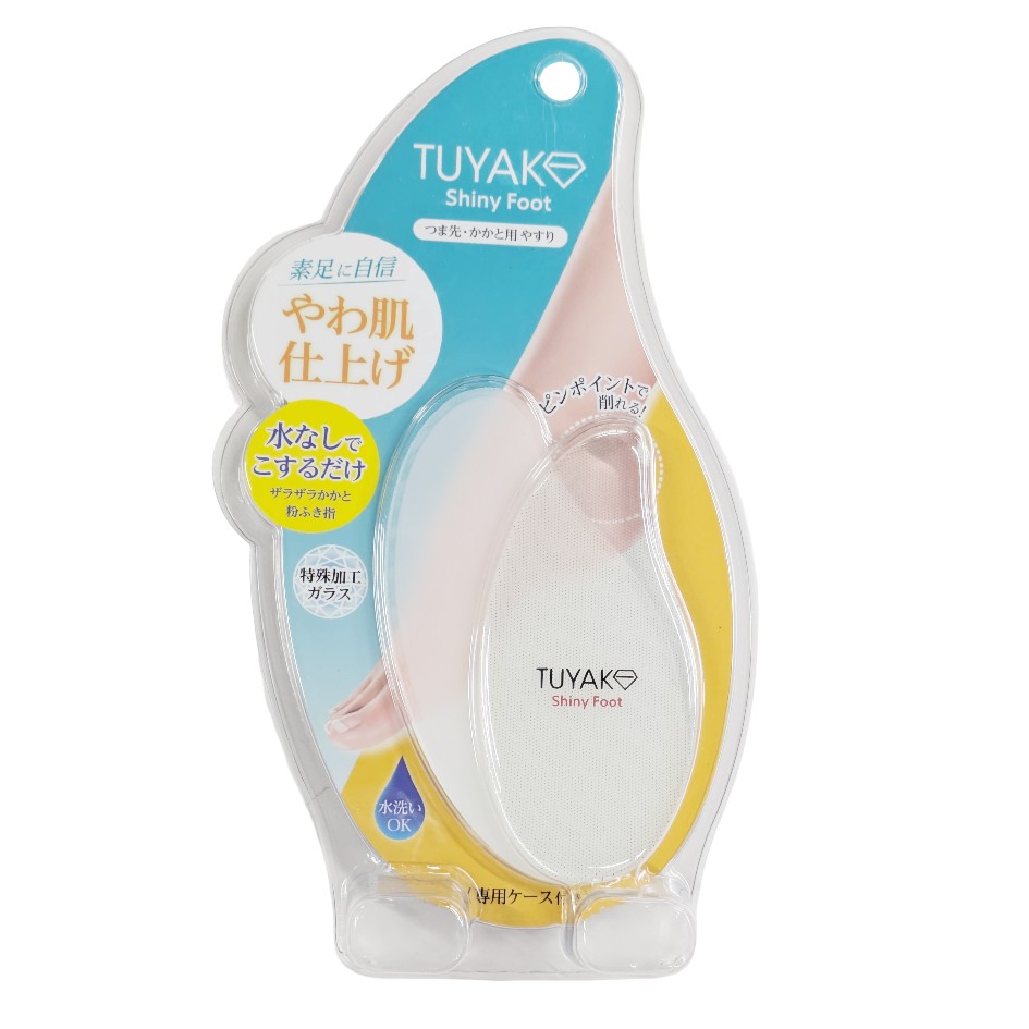TUYAKO(つやこ) Shiny Foot 商　品　説　明 つま先までツヤすべ素足! 気になる角質、素早くOFF! つま先、かかと用やすりです。 商　品　仕　様 メーカー テクセルジャパン サイズ 約　W43×D4×H90mm 材質 特殊加工ガラス、エポキシ樹脂（本体）、ポリウレタン（ケース） 重量 約23g 使用方法 1角質が気になる部分に本体のヤスリ面をあて優しくこすってください。 2ご使用後は必ず本体の汚れを水で洗浄してから保管してください。 保　証　に　つ　い　て この商品には、メーカー保証がございません。 初期不良品の場合のみ、商品到着から1週間以内であれば弊社で対応いたしますので、ご連絡ください。 注　意　事　項 ●こちらの商品は、新品です。 ●モニター環境により、実際のカラーと異なって見える場合がございます。　 【ゆうパック優先配送の注意事項】(1) 締め切り時刻迄に決済が完了した注文が当日発送となります。(2) 店舗休業日のご注文は翌営業日の発送となります。(3) 商品名に「優先配送との同梱不可」の記載がある商品は優先配送商品との同梱はできません。(4) 商品名に「優先配送との同梱不可」の記載がされた商品が同梱されていた場合は、当日又は翌日発送されませんのでご注意下さい。(5) 同梱商品の中に「優先配送」の商品が1つ以上存在する場合は、配送方法に「定形外郵便」等、「優先配送」以外を選択した商品も「優先配送」で発送されます。※商品の発送は「ゆうパック優先配送」又は「定形外郵便」を選択できます。★配送方法に「定形外郵便」を選択した場合は運送便の都合上、化粧箱を外して簡易包装で発送する場合がございます。プレゼント用にご購入される場合はご注意願います。＜定形外郵便に関する注意事項＞ 　　・ 定形外郵便に関しては基本的にポストに投函する為、 配達時に何らかのトラブル等が有り、万一、購入された商品が配送事故・紛失・破損等によりお手元に届かない場合でも弊社は責任を負いかねますので予めご了承下さい。（配送中の事故等は、免責とさせて頂きます。） 　　・ 定形外郵便に関しては代金引換払い及び時間指定サービスはご利用頂けません。 　　・ 通常便と比べると到着までに時間がかかります。 　　・ 伝票番号による荷物の追跡を行うことはできません。★配送方法に「ゆうパック優先配送」を選択した場合は送付先が北海道、沖縄、離島の場合は注文金額により以下の送料が必要です。・北海道の場合、注文金額が3,980円未満は880円、3,980円以上は送料無料です。・沖縄、離島の場合、注文金額が9,800円未満は880円、9,800円以上は送料無料です。