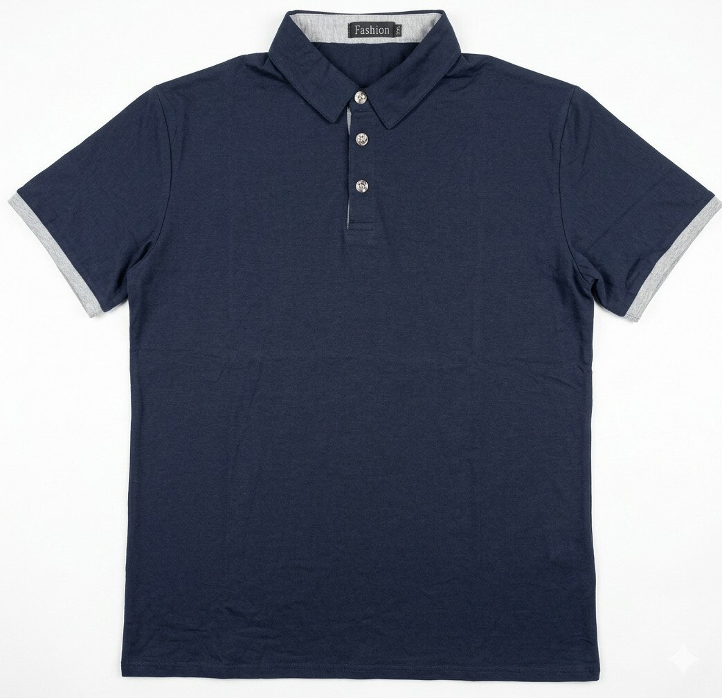 樂天商城 - スタンドカラー ライン入り ポロシャツ 無地 半袖 メンズ ネイビー XXXLサイズ[定形外郵便、送料無料、代引不可]