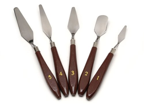 ペインティングナイフ5点セット 油絵 陶芸 ヘラ ステンレス 木製 パレットナイフ