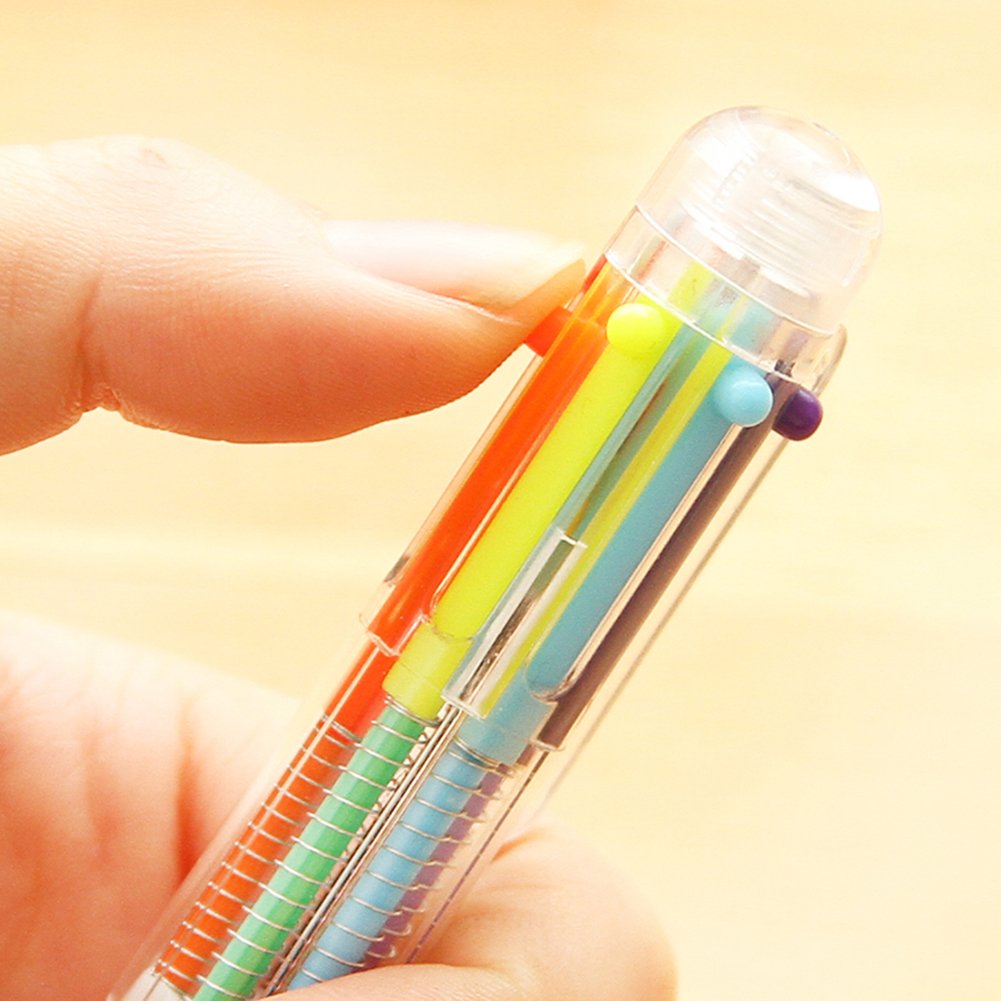 6色ボールペン 油性 カラフル おしゃれ 文具[定形外郵便、送料無料、代引不可]