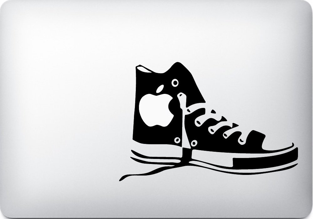 WOLFING 全サイズ MacBook 対応 アートステッカー スキンシール 《CONVERSE コンバース》 《ブラック》 《12インチ》 093[定形外郵...