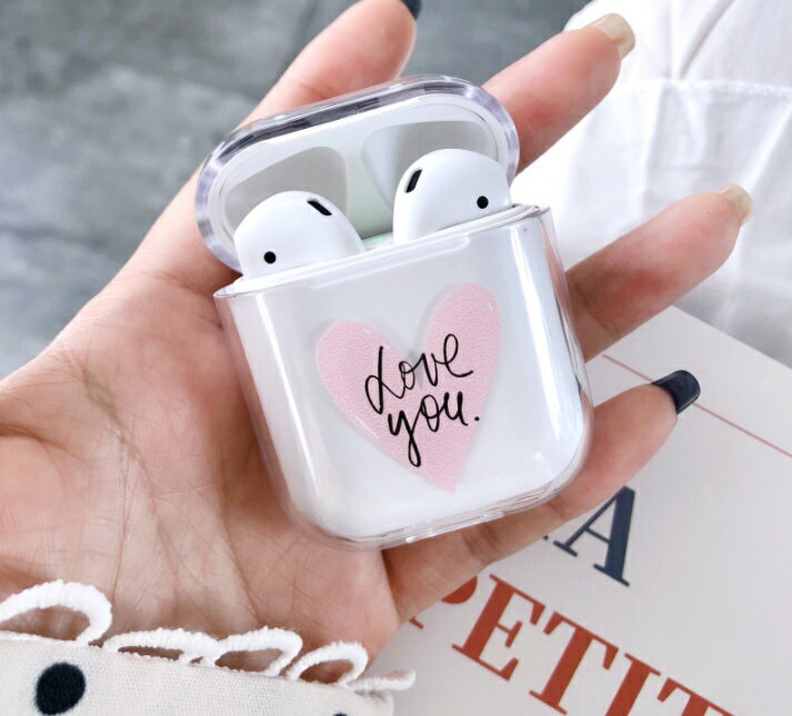 AirPods 収納クリアケース 《Love you》 イヤホン 収納ケース 保護カバー 保護ケース[定形外郵便、送料無料、代引不可]