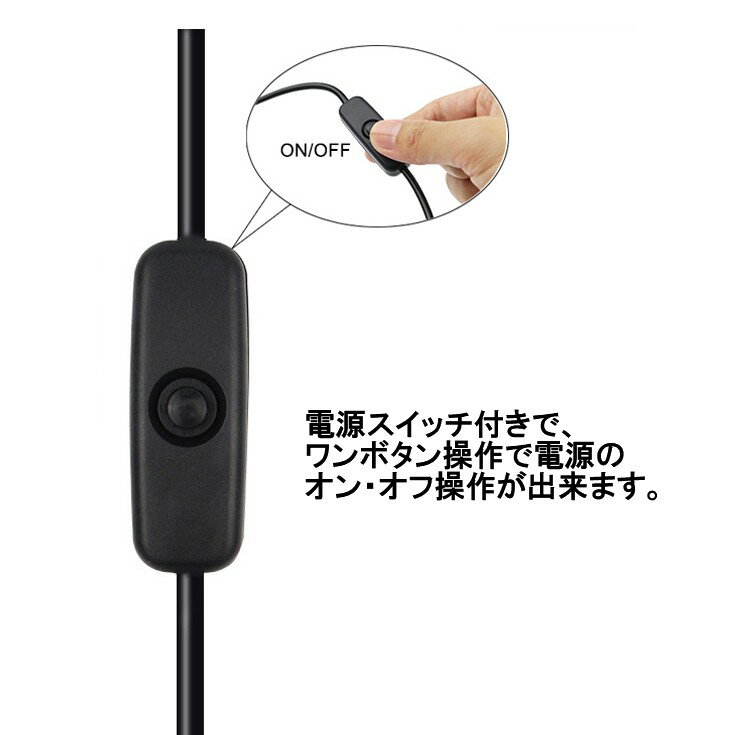 スイッチ付き Type-C 電源ケーブル Raspberry Pi 4対応 USB Type-Aオス TypeCオス[定形外郵便、送料無料、代引不可]