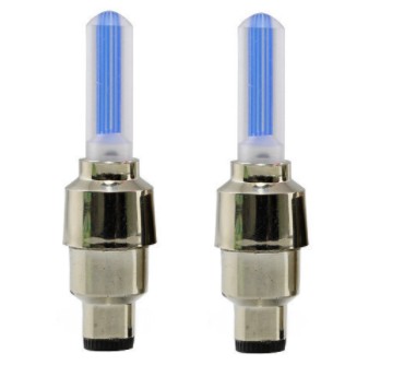 自転車用 光るエアバルブ 《2個セット》 《ブルー》 光る タイヤ バルブキャップ ホイール[定形外 ...