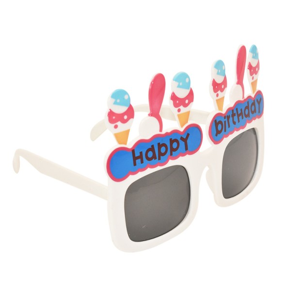 バースデー サングラス 《ホワイト》 10×15cm 誕生日 眼鏡 パーティー パーティーメガネ おもしろサングラス ハッピーバースデー[定形外郵便、送料無料、...