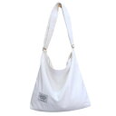 2WAY キャンバス ショルダーバッグ 《ピュアホワイト》 トートバッグ 肩掛け 斜め掛け ファスナー ジッパー付き シンプル 大容量[ゆうパケット発送、送料無...