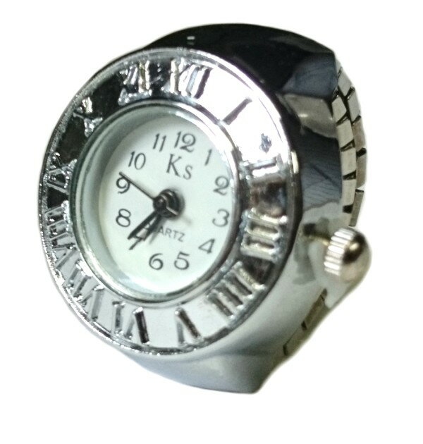 指輪時計 フィンガーリングウォッチ 《ホワイト》 レディース 腕時計[定形外郵便、送料無料、代引不可]