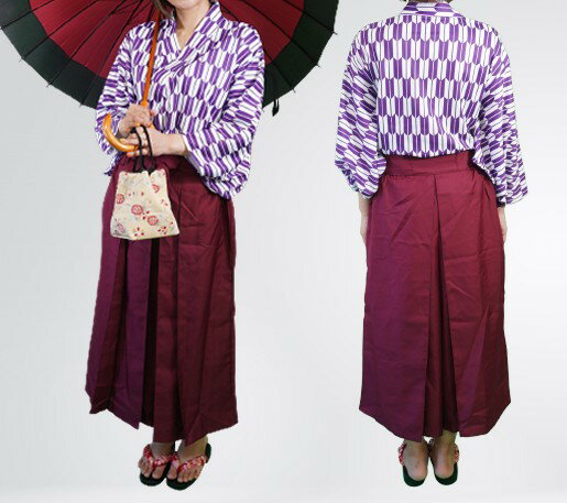 CT★☆ 女性 浴衣(矢絣)+袴パンツ(エンジ) Mサイズ 着物 和装 衣装 撮影 イベント 仮装 ハロウィン レディース[送料無料(一部地域を除く)]