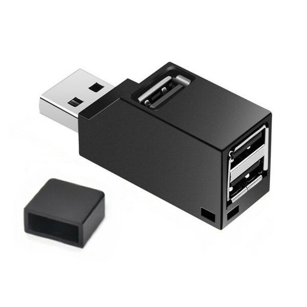 USB2.0 USBハブ 3ポート 《ブラック》 USBハブ 拡張 軽量 小型 コンパクト[定形外郵便、送料無料、代引不可]