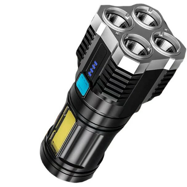 商品説明 【高輝度LEDライト】 最大4022lmの高ルーメンで一般的な懐中電灯よりはるかに高い明るさ。 照射距離は約150mで遠くの場所も照らすことが出来ます。 【フロント&amp;サイド 2種ライト搭載】 フロント部は強光、弱光、ストロボの3パターン点灯モードがあり、 サイドは読書時など手元を照らすCOBライトとして使えます。 【USB充電】 長時間使用できる18650バッテリー電池搭載。 モバイルバッテリーやUSBアダプターなどから簡単に充電ができます。 また電池残量ランプ搭載で、あとどれくらい使えるかが一目瞭然です。 【防水性能】 IP65防水設計で雨天時や災害時にも安心して使用出来ます。 【軽量設計】見た目に反して本体は軽く、持ち運びにも便利です。 ※ダイビングでの使用には適しておりません。 ※輸入品の為、日本語説明書は付属しておりません。 商品仕様 サイズ 136×50mm 明るさ 最大4022lm 照射距離 最大約150m 重さ 約140g 素材 ABS 付属品 USBケーブル 保証について ■メーカー保証なし 記載の注意事項を除く初期不良品の場合のみ、商品到着から1週間以内のみ対応いたします。 ご到着後はお早めに商品状態をご確認ください。 注意事項 ●こちらの商品は、新品です。 ●モニター環境により、実際のカラーと異なって見える場合がございます。 ★この商品は発送先が北海道、沖縄、離島の場合は注文金額により以下の送料が必要です。・北海道の場合、注文金額が3,980円未満は880円、3,980円以上は送料無料です。・沖縄、離島の場合、注文金額が9,800円未満は880円、9,800円以上は送料無料です。